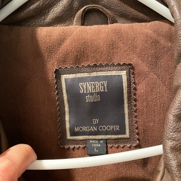 *SOLD* Synergy Studio Men’s Leather Bomber Jacket - Picture 3 of 11